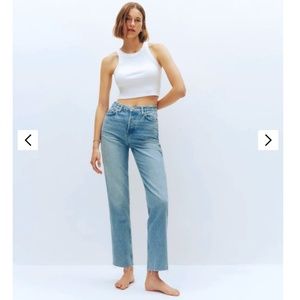 NWT Reformation Cynthia CROPPED Jeans Raw Hem